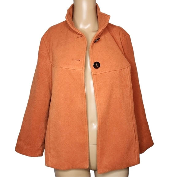 Chico's russet orange swing jacket smooth plush 3/4 sleeve. - Picture 12 of 17